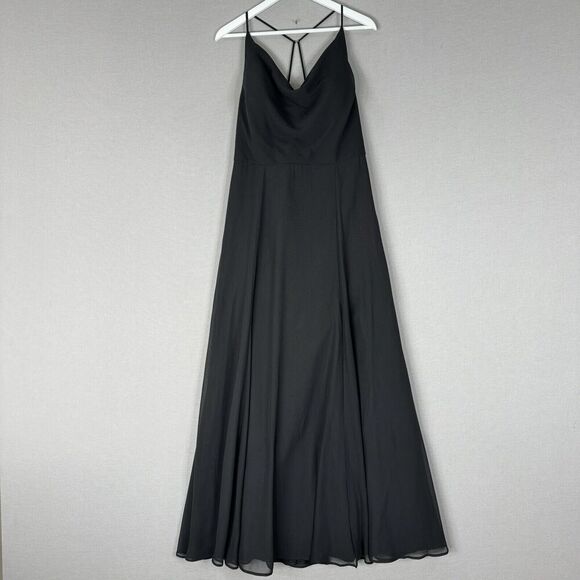 Jenny Yoo Womens Dress 16 Black Lissa Cowl Drape Formal Bridesmaid Wedding Guest